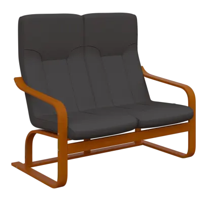 BO - 2 dvojkřeslo, dřevěná kostra, moření třešeň, látka BORA 26, tm. šedý melír